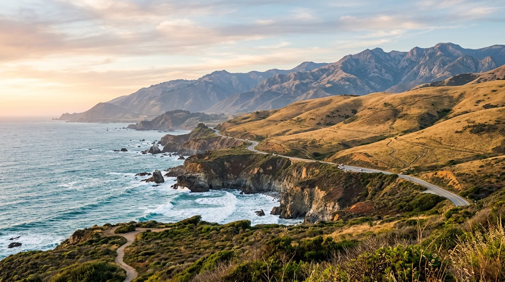 California coast, hills and mountains
