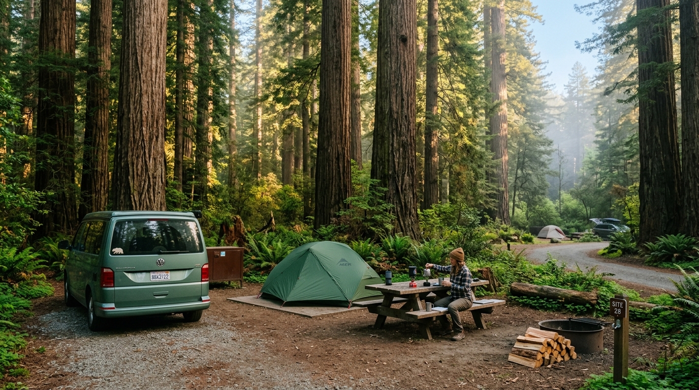 Reserved campsite at a California state park